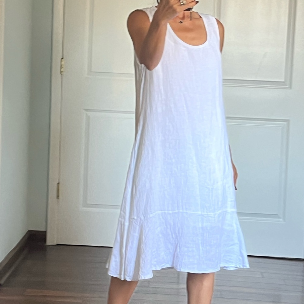 Talia Benson 100% linen tiered hem dress size S - Picture 4 of 10